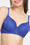 Rosaline Padded Wired 3/4th Coverage Lace Bra - Beaucoup Blue — thumbnail 4
